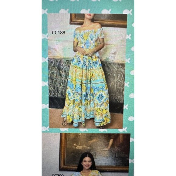 ANTICA SARTORIA by GIACOMO CINQUE LONG DRESS SMOCKED TOP  NWT O/S POSITANO BEACH - Picture 9 of 15